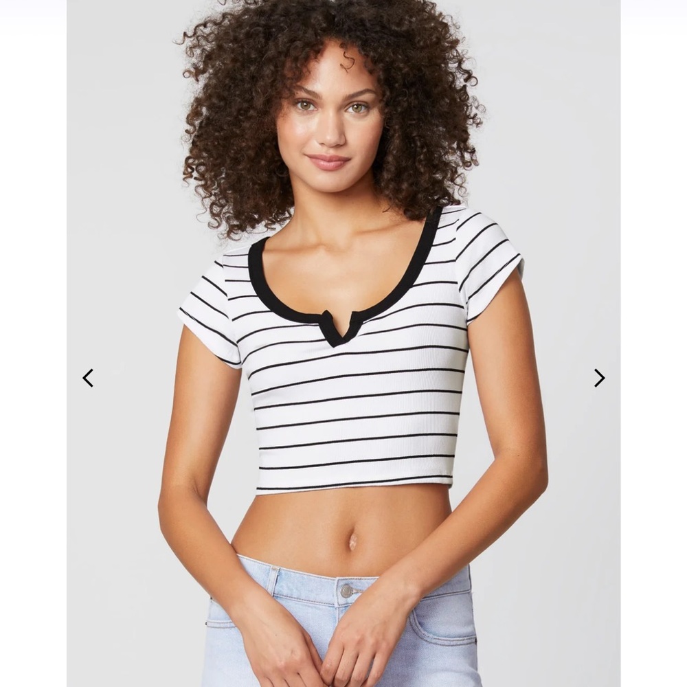 Florence by Mills Striped Black & White Crop Tee